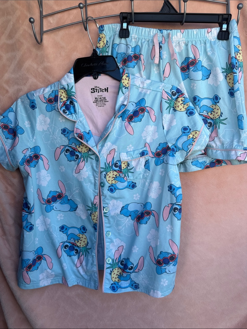 Girls XL 14/16 Stitch Pajama Set